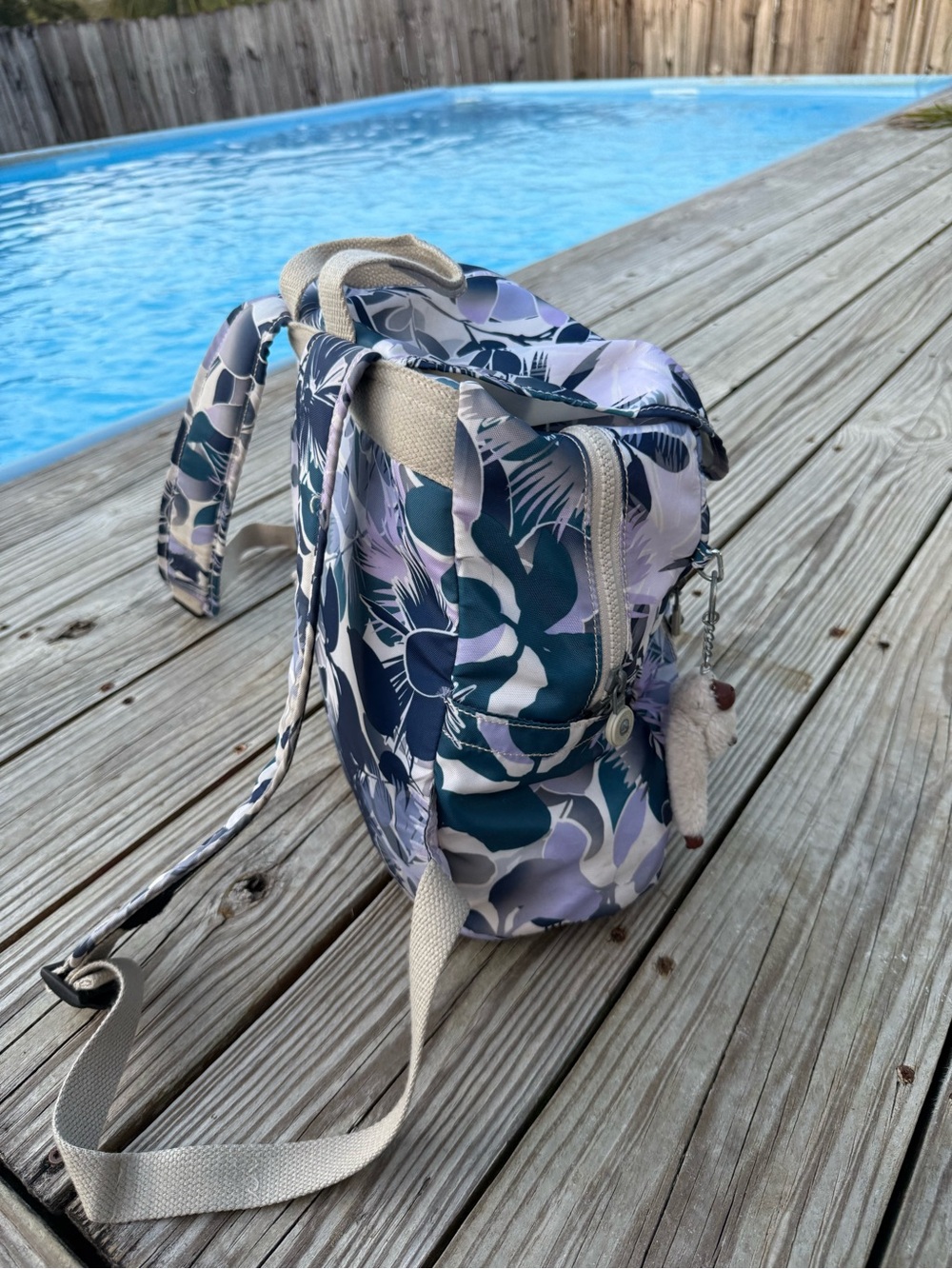 Kipling Lavender & Navy Floral Mini Backpack - Picture 3 of 4